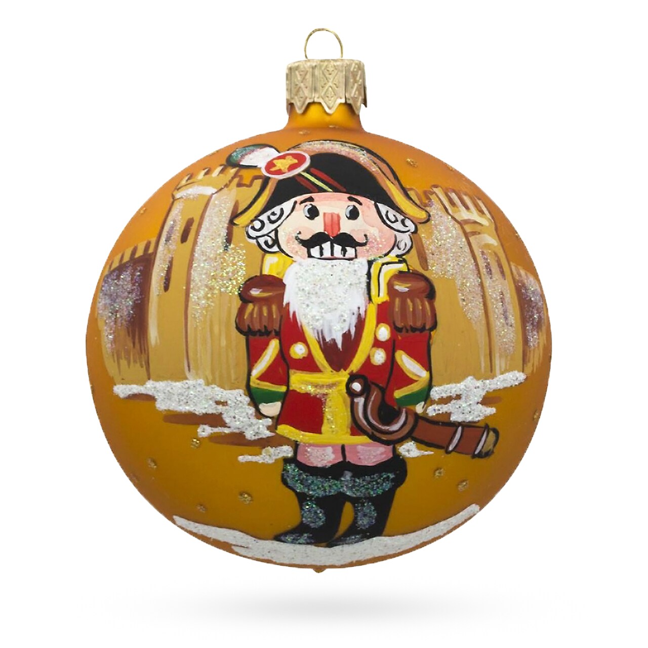 Nutcracker Soldier Blown Glass Ball Christmas Ornament 3.25 Inches